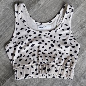 Black and White Spotted Women's Crop Top
